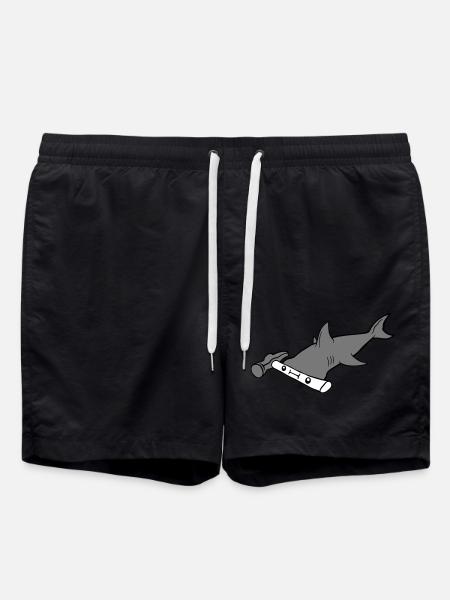 Hammerhead Shark Tool Face - Swim Trunks - black