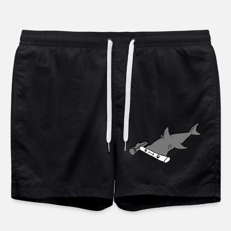 Hammerhead Shark Tool Face - Swim Trunks - black