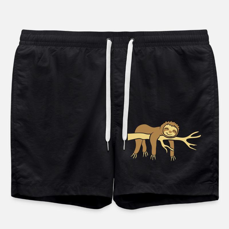 Happy Lazy Sloth - Swim Trunks - black