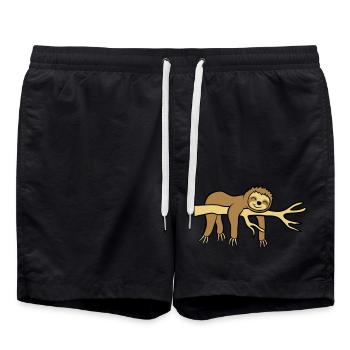 Glückliches hängendes Faultier - Badeshorts - Schwarz - Vorne - AI Model Male 185 light (185cm)