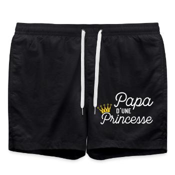 Papa d'une Princesse Cadeau Père et Fille - Short de bain - noir - Devant - AI Model Male 185 light (185cm)