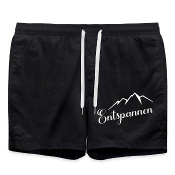 Entspannen Wandern Berg - Badeshorts - Schwarz - Vorne - AI Model Male 185 light (185cm)