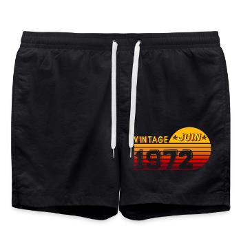 Vintage June 1972 - Swim Trunks - black - Front - AI Model Male 185 light (185cm)