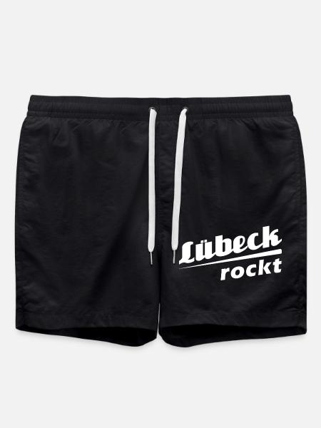 Lübeck rockt - Textdesign mit Stadtnamen - Badeshorts - Schwarz