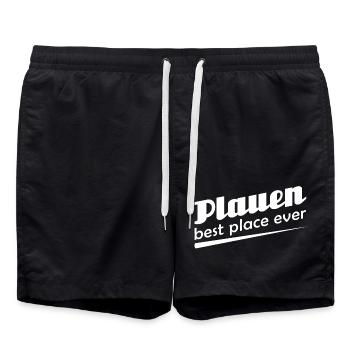 Plauen - Stadt best place ever - Badeshorts - Schwarz - Vorne - AI Model Male 185 light (185cm)