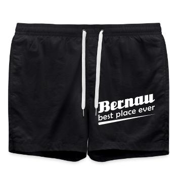 Bernau - Stadt best place ever - Badeshorts - Schwarz - Vorne - AI Model Male 185 light (185cm)