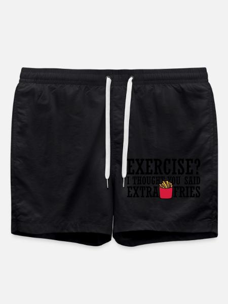 Exercise Extra Fries Quote - Swim Trunks - black