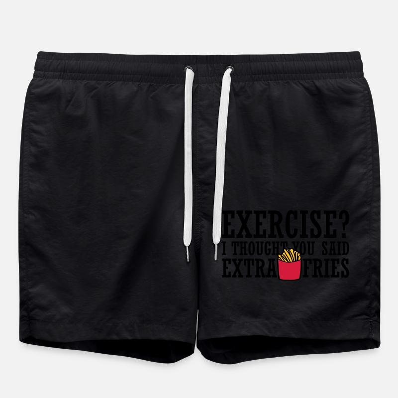 Exercise Extra Fries Quote - Swim Trunks - black