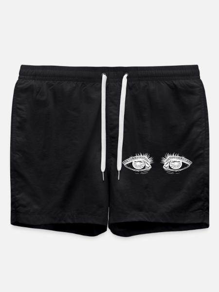 Cute eyes with eyelashes - Swim Trunks - black