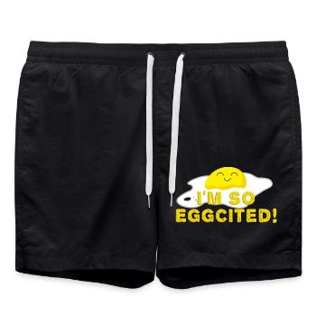 I'm so eggcited Spiegelei Lustig - Badeshorts - Schwarz - Vorne - AI Model Male 185 light (185cm)