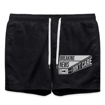 Breaking news don't care - Swim Trunks - black - Front - AI Model Male 185 light (185cm)