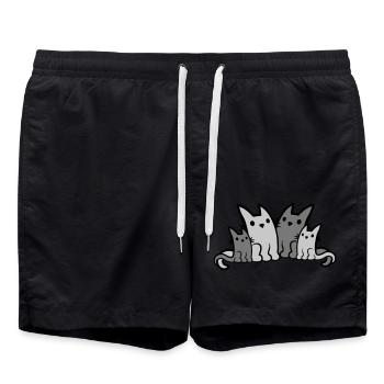 Sedentary little cat family - Swim Trunks - black - Front - AI Model Male 185 light (185cm)
