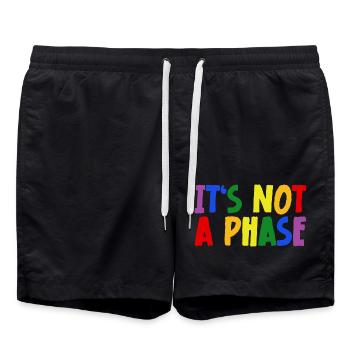LGBTQIA+ Rainbow Flag Gay Pride It's Not A Phase - Badeshorts - Schwarz - Vorne - AI Model Male 185 light (185cm)