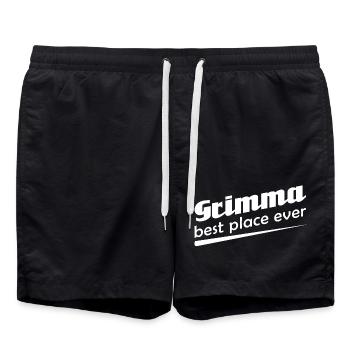 Grimma - Stadt best place ever - Badeshorts - Schwarz - Vorne - AI Model Male 185 light (185cm)
