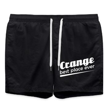 Crange - Stadt best place ever - Badeshorts - Schwarz - Vorne - AI Model Male 185 light (185cm)