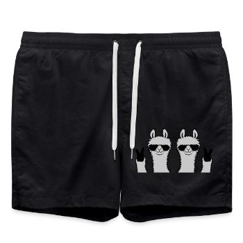 Team Lama Freunde Peace - Badeshorts - Schwarz - Vorne - AI Model Male 185 light (185cm)