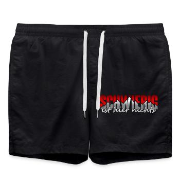 Schwierig ist hier nichts - Design rot hell - Badeshorts - Schwarz - Vorne - AI Model Male 185 light (185cm)