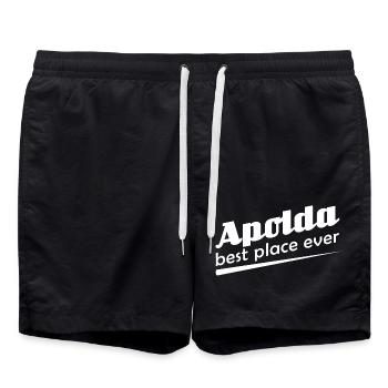 Apolda - Stadt best place ever - Badeshorts - Schwarz - Vorne - AI Model Male 185 light (185cm)