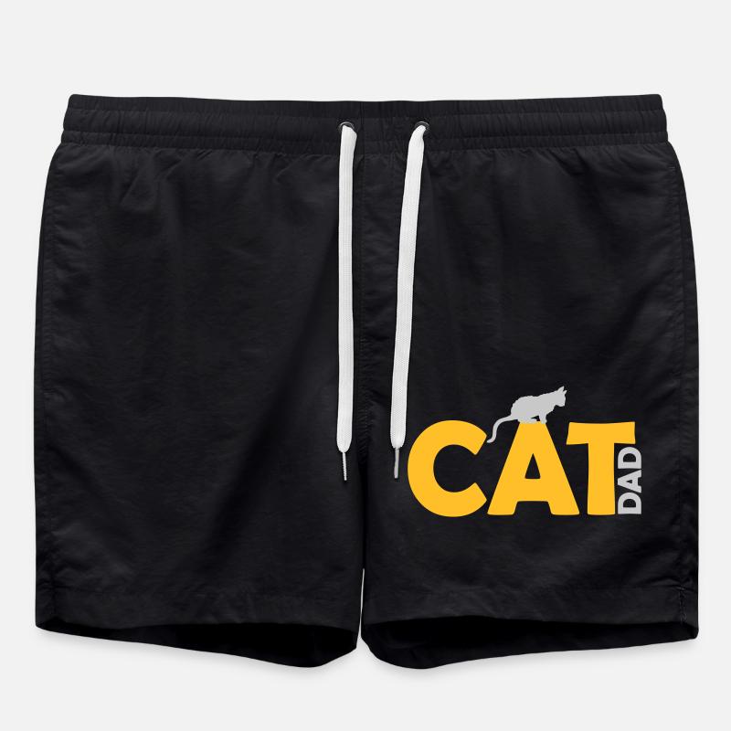 Cat Dad Logo Design - Swim Trunks - black
