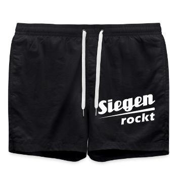 Siegen rockt - Textdesign mit Stadtnamen - Badeshorts - Schwarz - Vorne - AI Model Male 185 light (185cm)