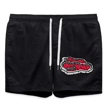 Steak juicy bloody Grill Master - Swim Trunks - black - Front - AI Model Male 185 light (185cm)