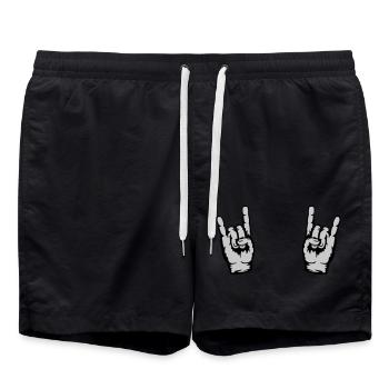 2 mains Heavy Metal - Short de bain - noir - Devant - AI Model Male 185 light (185cm)