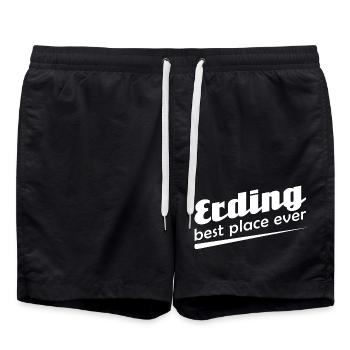 Erding - Stadt best place ever - Badeshorts - Schwarz - Vorne - AI Model Male 185 light (185cm)