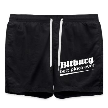 Bitburg - Stadt best place ever - Badeshorts - Schwarz - Vorne - AI Model Male 185 light (185cm)