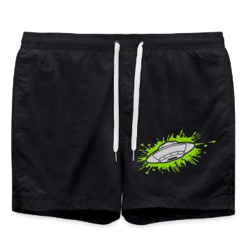 Drops of Color Splash UFO Aliens - Swim Trunks - black - Front - AI Model Male 185 light (185cm)