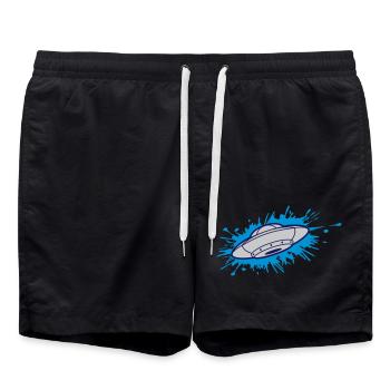 Farbklecks UFO flying saucer - Swim Trunks - black - Front - AI Model Male 185 light (185cm)