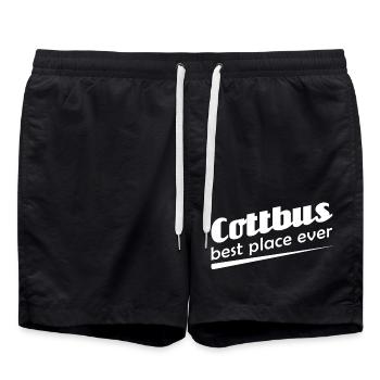 Cottbus - Stadt best place ever - Badeshorts - Schwarz - Vorne - AI Model Male 185 light (185cm)