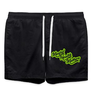 mental health matters quote - Swim Trunks - black - Front - AI Model Male 185 light (185cm)