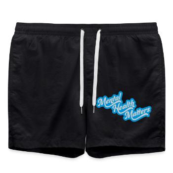 mental health matters quote - Swim Trunks - black - Front - AI Model Male 185 light (185cm)