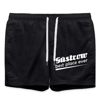 Güstrow - Stadt best place ever - Badeshorts - Schwarz - Vorne - AI Model Male 185 light (185cm)