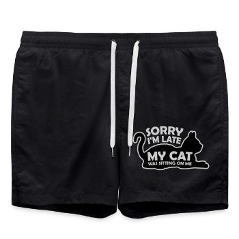 sorry cat was sitting - Swim Trunks - black - Front - AI Model Male 185 light (185cm)
