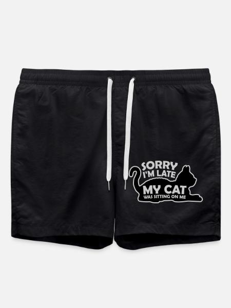 sorry cat was sitting - Swim Trunks - black