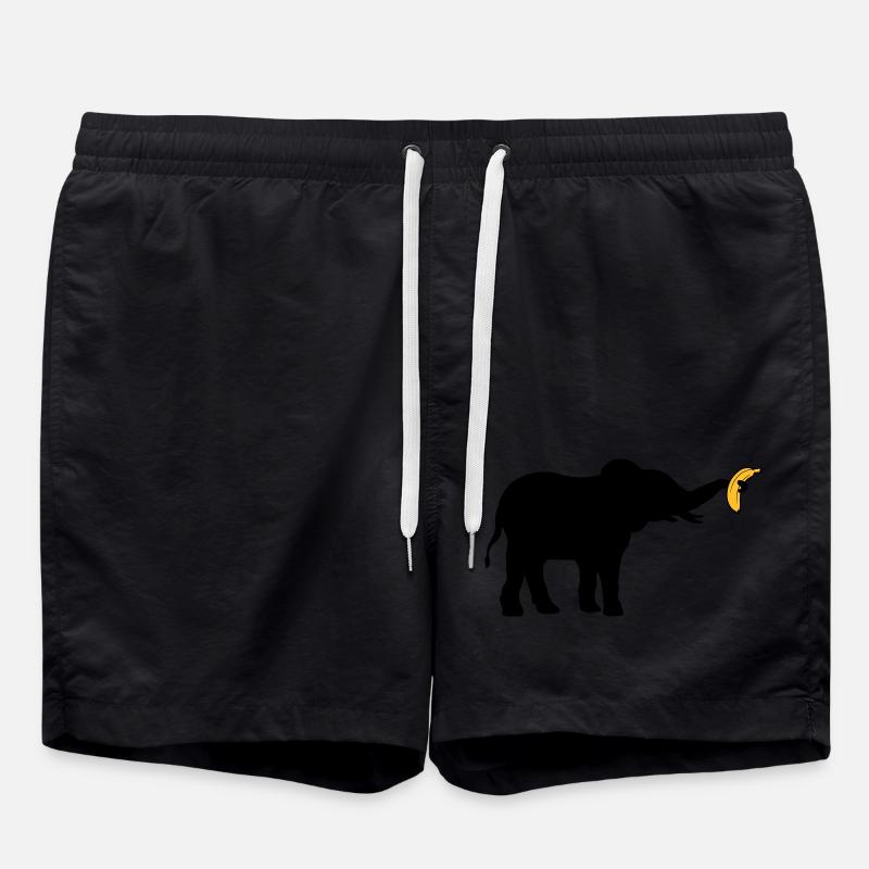 Large Banana Elephant Silhouette - Swim Trunks - black