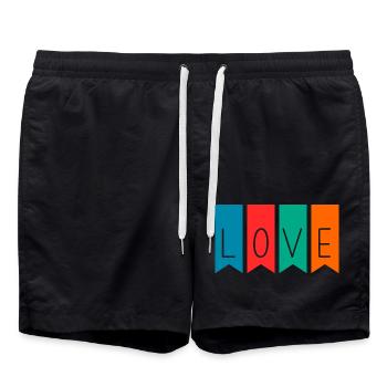 LIEBE. VALENTINSTAG. JUNGGESELLINNENABSCHIED. ICH LIEBE DICH. ICH LIEBE DICH. - Badeshorts - Schwarz - Vorne - AI Model Male 185 light (185cm)