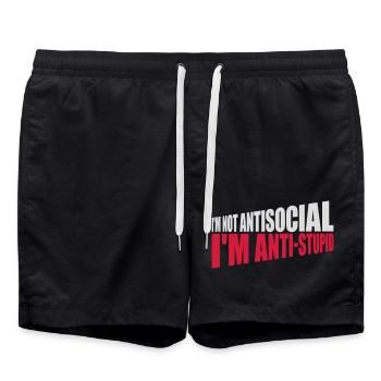 pas antisocial anti-stupide - Short de bain - noir - Devant - AI Model Male 185 light (185cm)