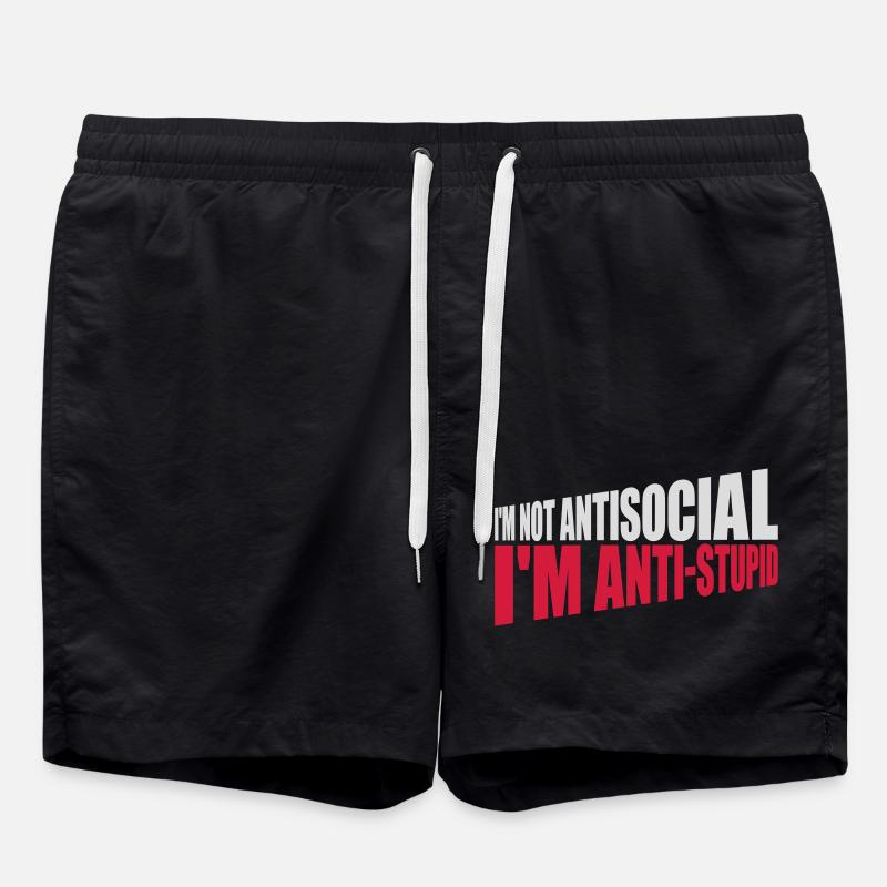 pas antisocial anti-stupide - Short de bain - noir