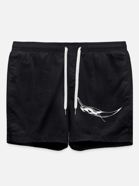 Eleganter schwimmender Mantarochen - Badeshorts - Schwarz