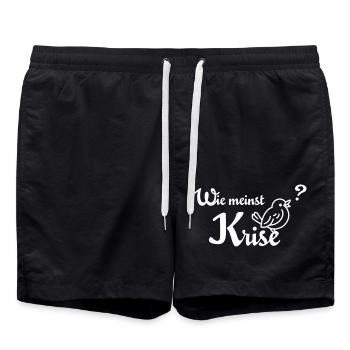 Wie meinst Krise, Spatzl? – beste Entschuldigung! - Badeshorts - Schwarz - Vorne - AI Model Male 185 light (185cm)