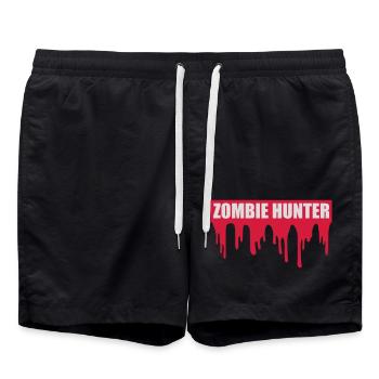 zombie hunter Halloween Quote - Swim Trunks - black - Front - AI Model Male 185 light (185cm)