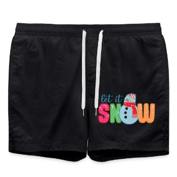 Lass es schneien lustiger Schneemann Winter Weihnachtsgeschenk - Badeshorts - Schwarz - Vorne - AI Model Male 185 light (185cm)
