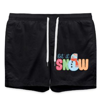 Lass es schneien lustiger Schneemann Winter Weihnachtsgeschenk - Badeshorts - Schwarz - Vorne - AI Model Male 185 light (185cm)