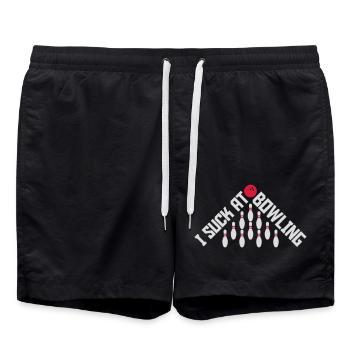 I suck at bowling - Swim Trunks - black - Front - AI Model Male 185 light (185cm)