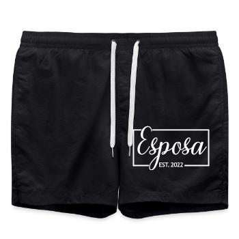 Esposa Est. 2022 Fiançailles Douche nuptiale Mariage - Short de bain - noir - Devant - AI Model Male 185 light (185cm)