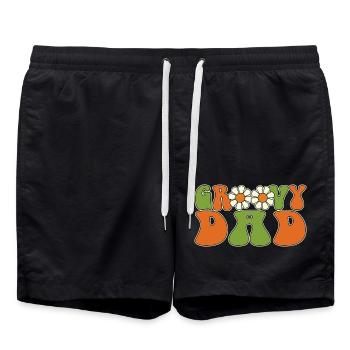 Retro Groovy Dad Matching Family Baby Shower - Swim Trunks - black - Front - AI Model Male 185 light (185cm)