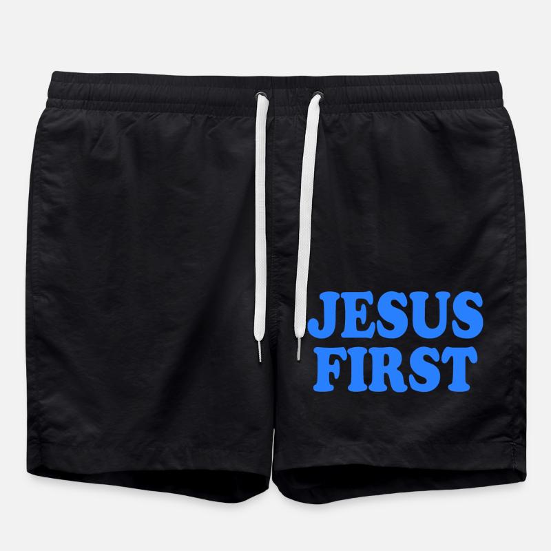 Jesus first - Swim Trunks - black