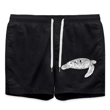 Elegante schwimmende vintage Wasserschildkröte - Badeshorts - Schwarz - Vorne - AI Model Male 185 light (185cm)